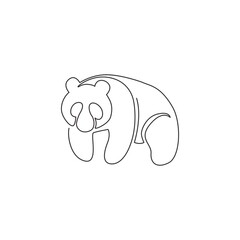Single continuous line drawing of funny panda for corporation logo identity. Company icon concept from cute mammal animal shape. Modern one line vector draw graphic design illustration