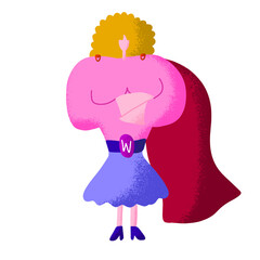 Super Mom Mothers Day cartoon clipart vector strong woman. Feminist symbol superhero.