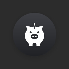 Piggy-Bank -  Matte Black Web Button