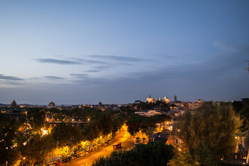Obraz premium Roman night life, Roman city scape, Famous buildings with light