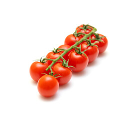 Fresh red cherry tomatoes isolated on white background.