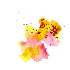 Abstract watercolor stains. light yellow mixed with pink. Suitable for design, printing on fabric and paper products. Background.
