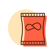 Potato chips bag vector icon. Fast food sign