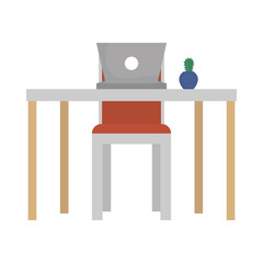 Isolated office desk with laptop vector design