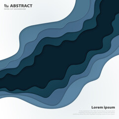 Abstract paper cut of blue stripe line pattern artwork template design background. illustration vector eps10