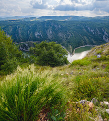 Fototapeta na wymiar Beautiful summer top view of the meanders of the Uvac River, Serbia.