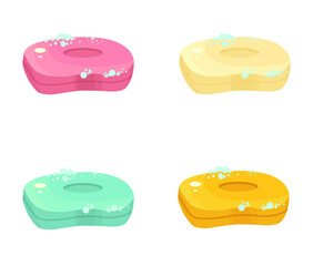 set of pieces of soap of different colors vector illustration