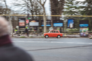 Paris, France; January 10, 2020: bianchina Berlina 1969 (Historic Plate) Red