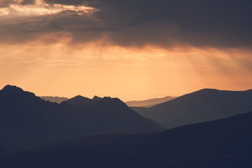 sunrise in the Caucasus mountain valley