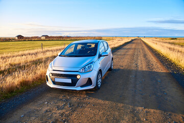 Fototapeta na wymiar Car on a dirt road. Iceland.