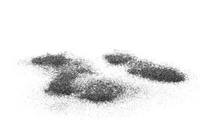 Fototapeta na wymiar Black glitter pile isolated on white background and texture