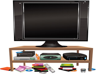 Flatscreen TV and cabinet