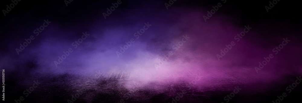 Canvas Prints background of empty room with spotlights and lights, abstract purple background with neon glow