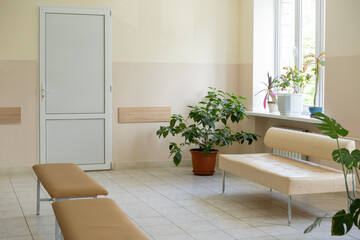 hospital corridor in beige tone
