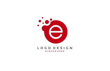 Dots Letter E Logo Design Template