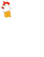 Logo disegno illustrazione ritratto gallina con uova per etichetta contenitore espositore vendita uova