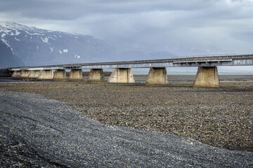 Bridge see from a Ring Road near Skaftafell National Park in Oraefasveit region, Iceland