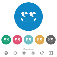 Conveyor with boxes flat round icons