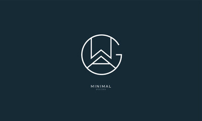 Alphabet letter icon logo GWA or AWG