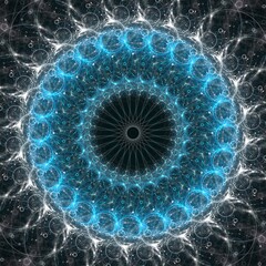 Decorative spiral of multiple circles, mathematical fractal art