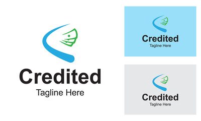 Credited Logo Design Template-icon logo for fundraising, business loan money, save money, and other financial management.