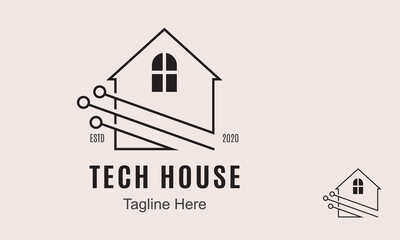 Tech House Logo Design Template-Basic of this logo is house and circuit, this logo try to symbolize a modern home technology.