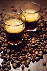 cup of coffee with beans