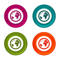 Globe Earth icons. Planet signs. World symbol. Colorful web button with icon.