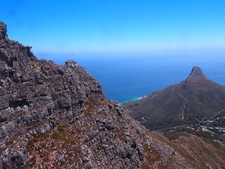 Fototapeta na wymiar Beautiful view from the cable car, Table Mountain, Cape Town, South Africa