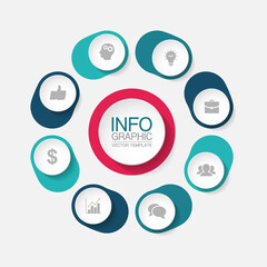 Modern design template for infographics, business, presentations, web design, 8 steps,  options.