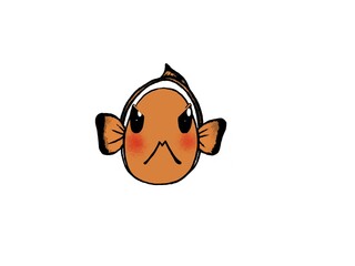 Hand Drawn Cute Clown Fish -Angry