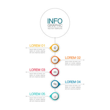Vector iInfographic template for business, presentations, web design, 5 options.