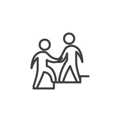 Business helping line icon. linear style sign for mobile concept and web design. Businessman gives a helping hand to an employee outline vector icon. Symbol, logo illustration. Vector graphics