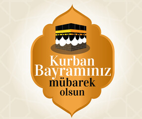 eid al adha mubarak vector card illustration Turkish: kurban bayrami mübarek olsun