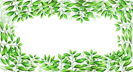 Luminosa plantilla de ramas de hojas verdes cubriendo todo el perímetro