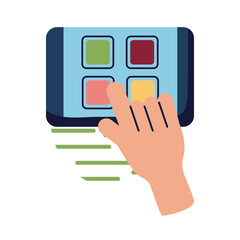 Hand with smartphone flat style icon vector design
