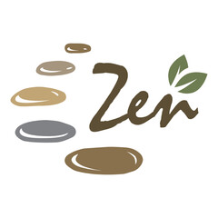 colorful zen stones with two green leaves