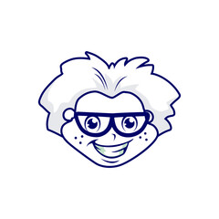 Obraz premium nerd face 2 head cartoon scientist for logo or mascot
