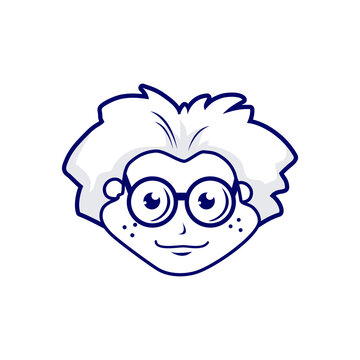 cartoon head 1 scientist with circle eyeglass