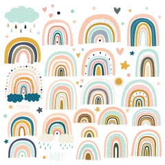Fotobehang Pastel stijlvolle trendy regenbogen vectorillustraties © moleskostudio