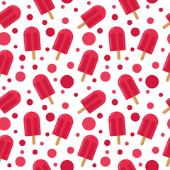 ice cream on a stick. seamless pattern in flat style, sweet dessert