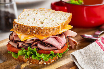 Ham Sandwich on Whole Grain Bread