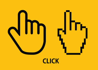 Icon Flat Hand cursor. Set. Vector illustration, hand cursor, Web element ui 