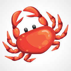 Cartoon red sea crab on a white background. Vector illustration