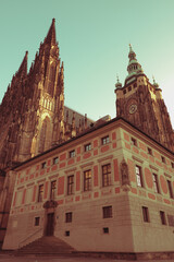 Fototapeta premium The medieval gothic St. Vitus Cathedral in Prague.