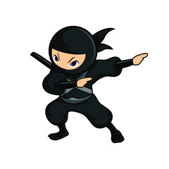black cartoon ninja two hand pose dabbing 