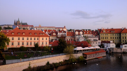 Fototapeta na wymiar The historical center of Prague at sunrise. City landscape.
