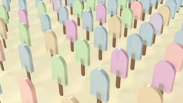 Sweet ice cream of different colors. Pop and dance mood. Pattern able to loop seamless 4k