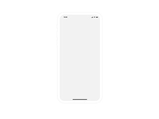 Mobile Phone White Mockup Template Vector Outline