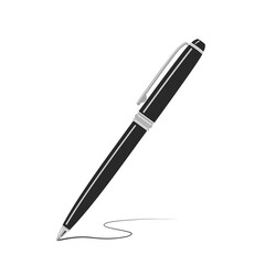 Black writing metal pen icon placed on white background. Vector illustration.